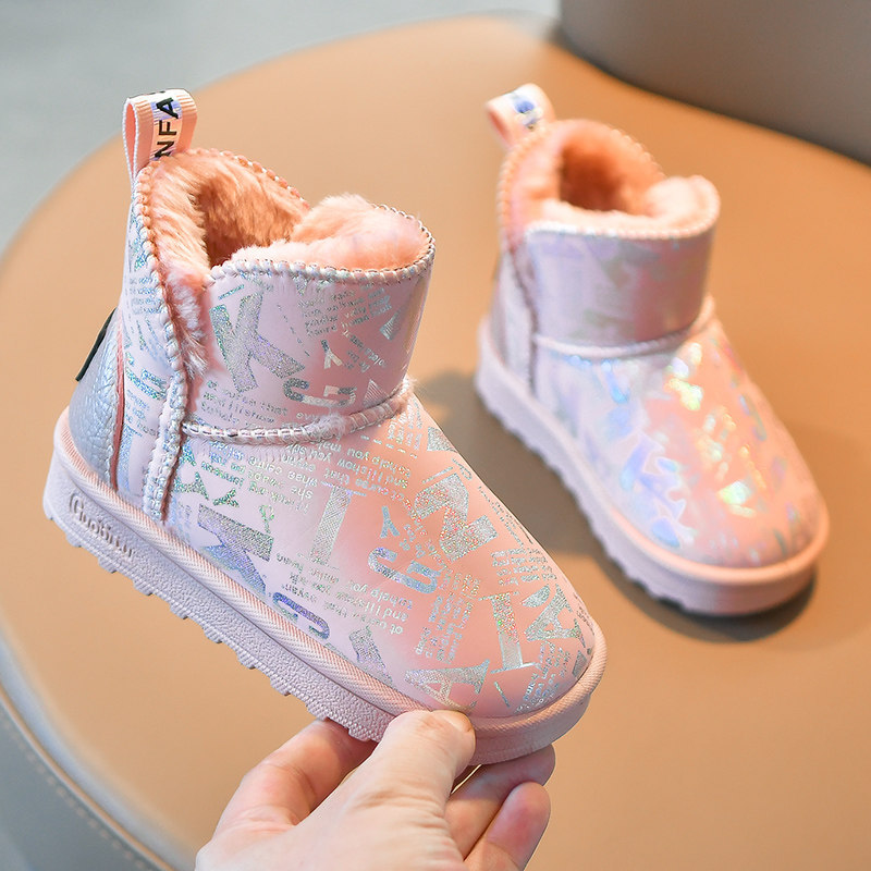 Girls&#039; Cotton Shoes 2021 New Snow Boots Home Children&#039;s Warm Non-Slip Fur Snow Boots Wholesale Children