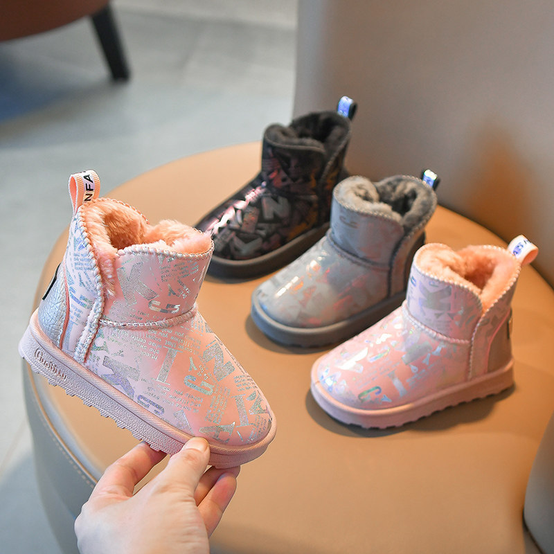 Girls&#039; Cotton Shoes 2021 New Snow Boots Home Children&#039;s Warm Non-Slip Fur Snow Boots Wholesale Children