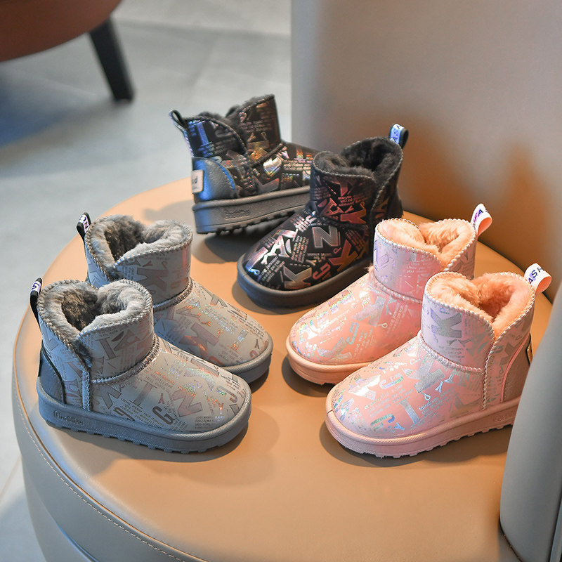 Girls&#039; Cotton Shoes 2021 New Snow Boots Home Children&#039;s Warm Non-Slip Fur Snow Boots Wholesale Children