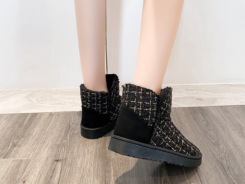 New Snow Boots Women's Fleece-Lined Thickened Short Cotton Boots Women's Winter Chanel-Style Mid-Calf Slip-on Women's New Snow Boots Women's Fleece-Lined Thickened Short Cotton Boots Women's Winter Chanel-Style Mid-Calf Slip-on Women's