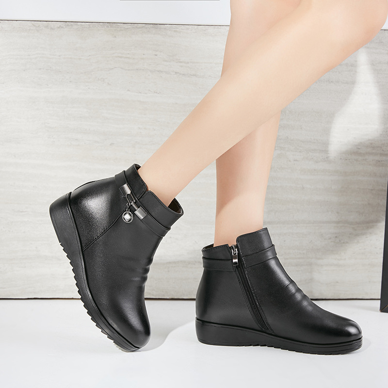 Clear Stock Sales Winter New Women&#039;s Short Boots Low Heel Wedge Non-Slip Sole Mother&#039;s Cotton Shoes Snow Boots Sx5694 plus Size