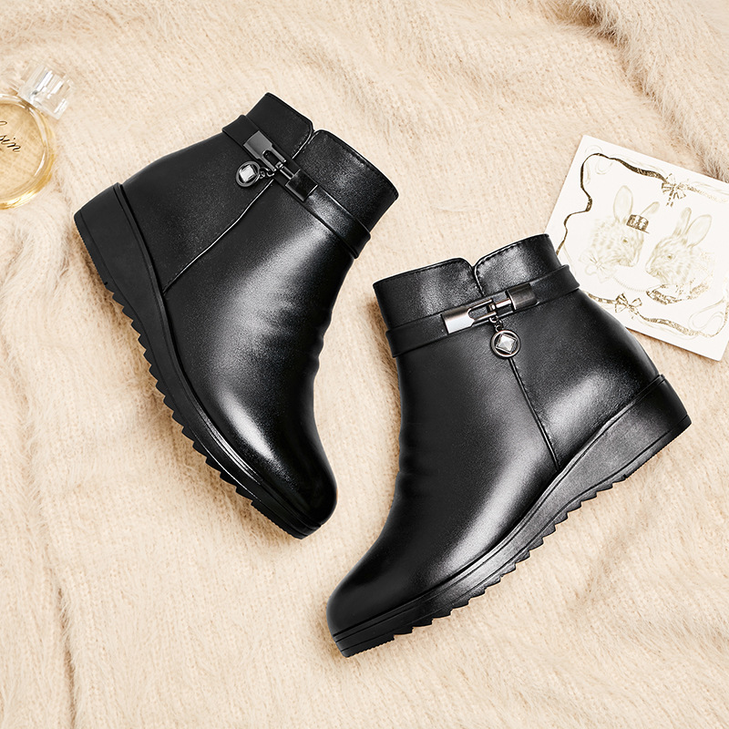 Clear Stock Sales Winter New Women&#039;s Short Boots Low Heel Wedge Non-Slip Sole Mother&#039;s Cotton Shoes Snow Boots Sx5694 plus Size