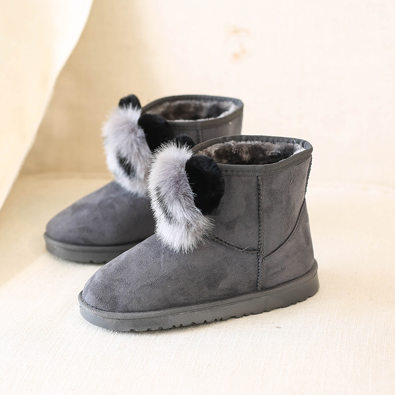 Snow Boots Women&#039;s Boots Fleece-Lined New Women&#039;s Boots Winter Korean Style All-Matching Cotton Shoes Fur Ball Panda Short Boots