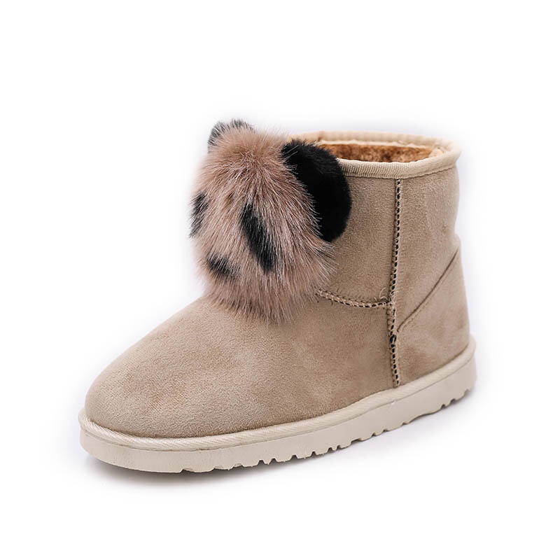 Snow Boots Women's Boots Fleece-Lined New Women's Boots Winter Korean Style All-Matching Cotton Shoes Fur Ball Panda Short Boots