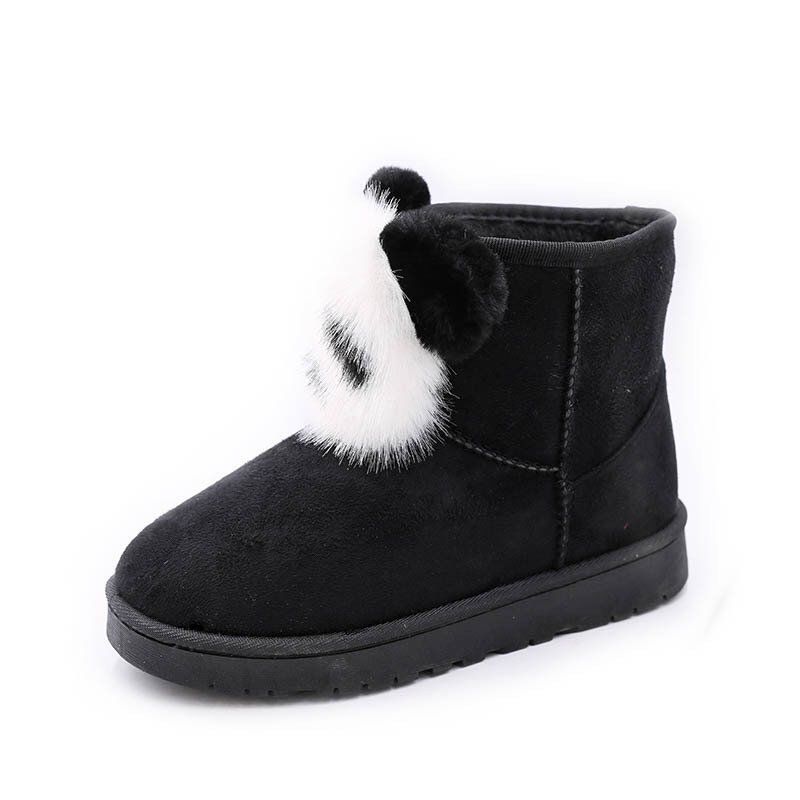 Snow Boots Women's Boots Fleece-Lined New Women's Boots Winter Korean Style All-Matching Cotton Shoes Fur Ball Panda Short Boots