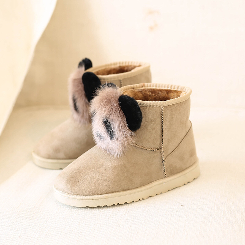 Snow Boots Women's Boots Fleece-Lined New Women's Boots Winter Korean Style All-Matching Cotton Shoes Fur Ball Panda Short Boots