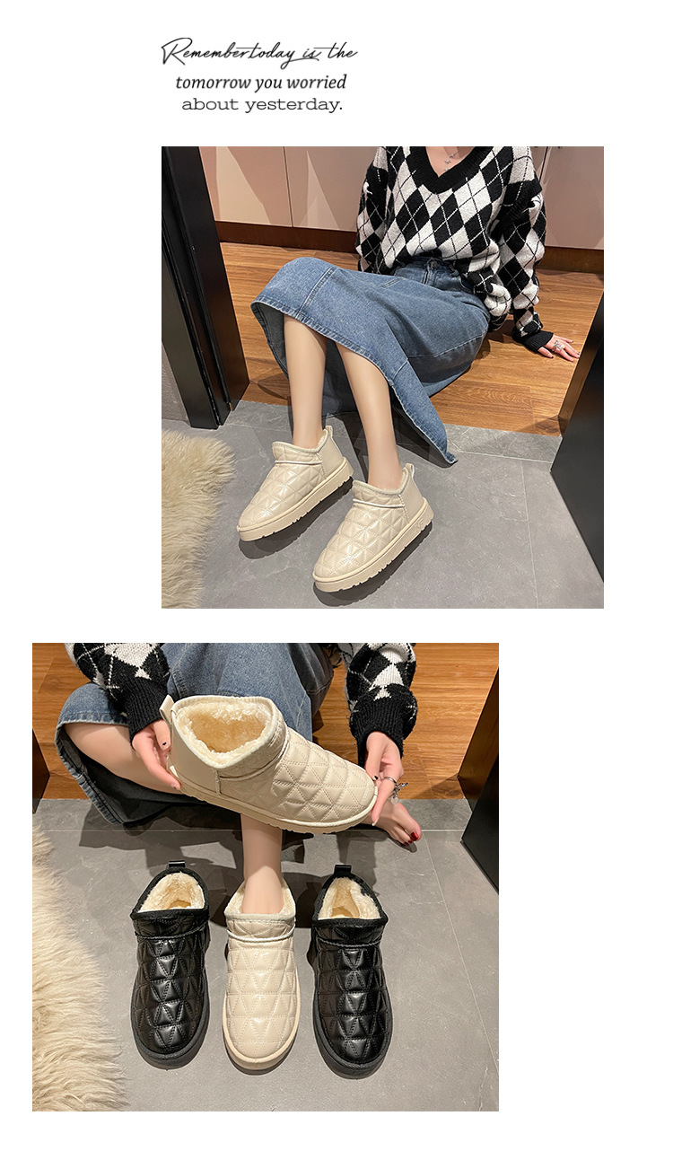 Internet Celebrity Short Waterproof Snow Boots Women's Korean Ins Fashion Velvet Thickened Cotton Boots Fashion Casual Student Booties Women