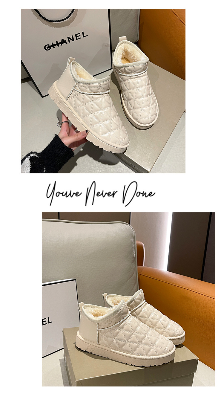 Internet Celebrity Short Waterproof Snow Boots Women's Korean Ins Fashion Velvet Thickened Cotton Boots Fashion Casual Student Booties Women