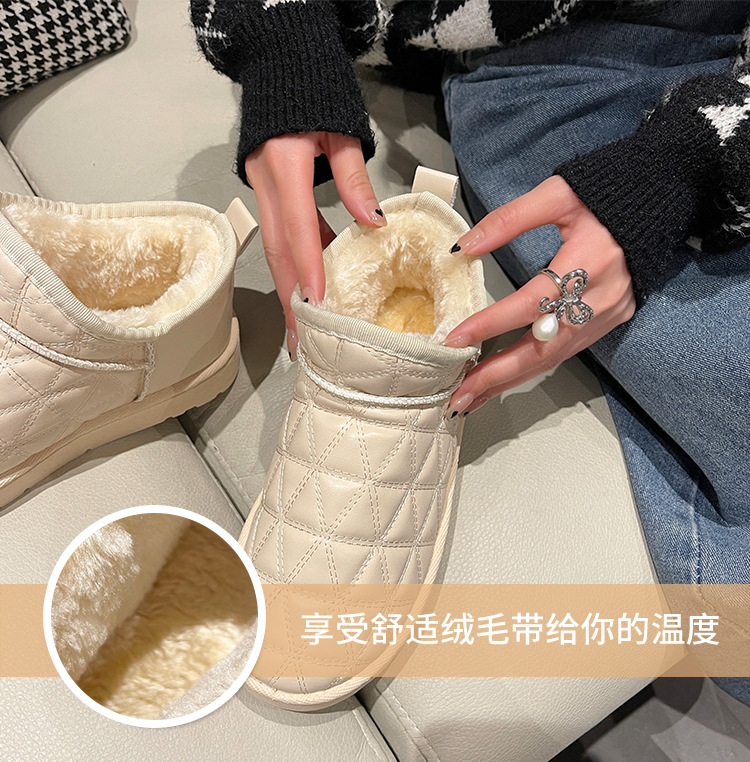 Internet Celebrity Short Waterproof Snow Boots Women's Korean Ins Fashion Velvet Thickened Cotton Boots Fashion Casual Student Booties Women