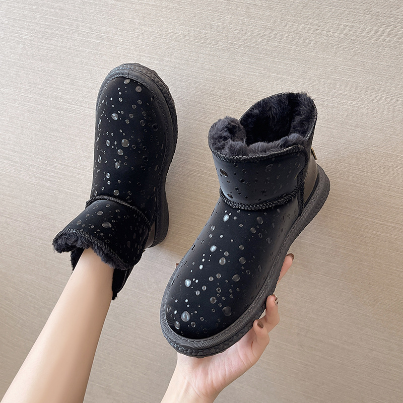 Short Snow Boots Women 2021 Winter New Internet Celebrity Flat Bottom Fleece-Lined Boots Warm Students&#039; Cotton Shoes Thickened Ankle Boots
