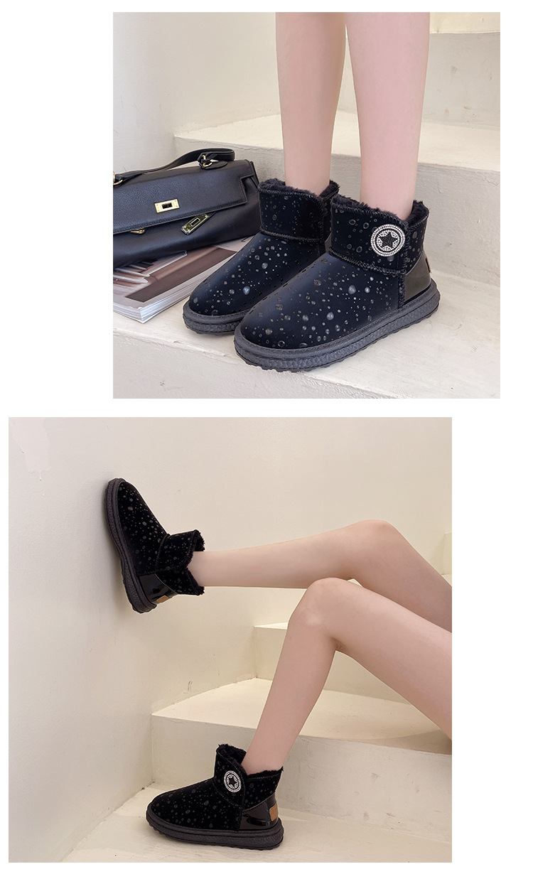 Short Snow Boots Women 2021 Winter New Internet Celebrity Flat Bottom Fleece-Lined Boots Warm Students' Cotton Shoes Thickened Ankle Boots