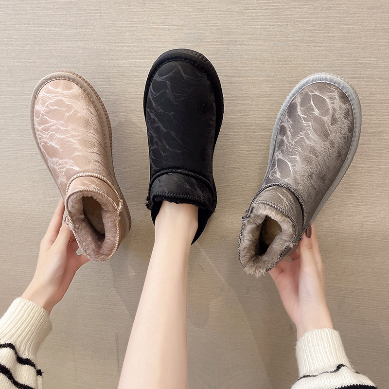 2021autumn and Winter New Waterproof Snow Boots Women&#039;s Velvet Short Boots Ding Cotton Shoes Women&#039;s Korean-Style Students Warm-Keeping Boots
