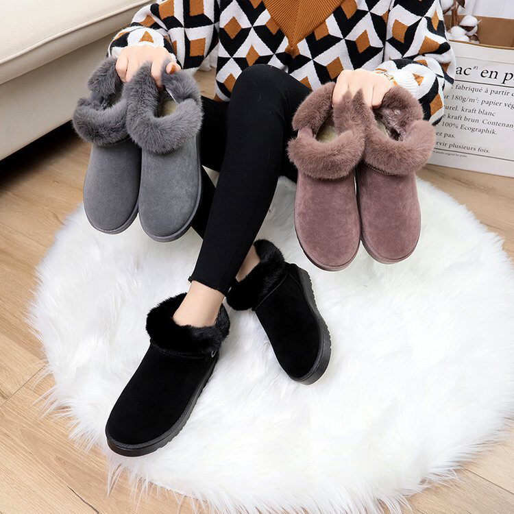 2020 Autumn and Winter New Rhinestone Buckle Women&#039;s Cotton Shoes Export Fashion Snow Boots Mid-Calf Length Thermal Boots