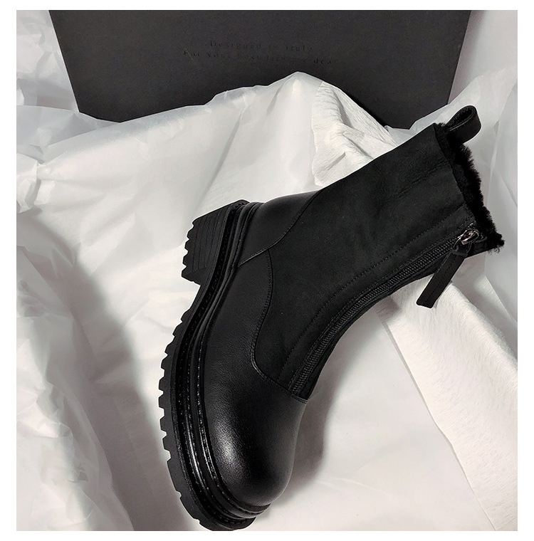 New Matte Leather Thick-Soled Korean-Style Mid-Calf High-Top round Head Ankle Boots Fur Snow Boots for Women New Matte Leather Thick-Soled Korean-Style Mid-Calf High-Top round Head Ankle Boots Fur Snow Boots for Women