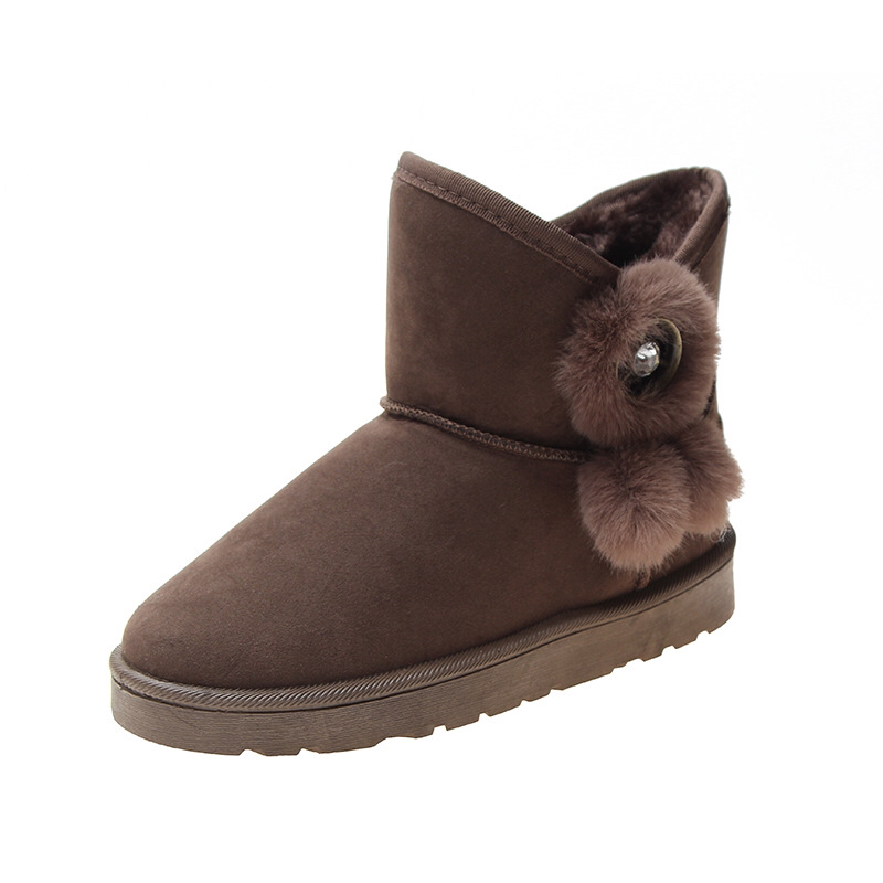 Foreign Trade 2020 Winter Insulated Cotton-Padded Shoes Soft Bottom Waterproof Middle Tube Big Cotton Shoes Real Fur Mouth Handmade Snow Boots for Women
