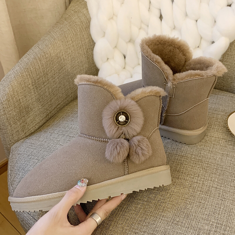 Foreign Trade 2020 Winter Insulated Cotton-Padded Shoes Soft Bottom Waterproof Middle Tube Big Cotton Shoes Real Fur Mouth Handmade Snow Boots for Women Foreign Trade 2020 Winter Insulated Cotton-Padded Shoes Soft Bottom Waterproof Middle Tube Big Cotton Shoes Real Fur Mouth Handmade Snow Boots for Women