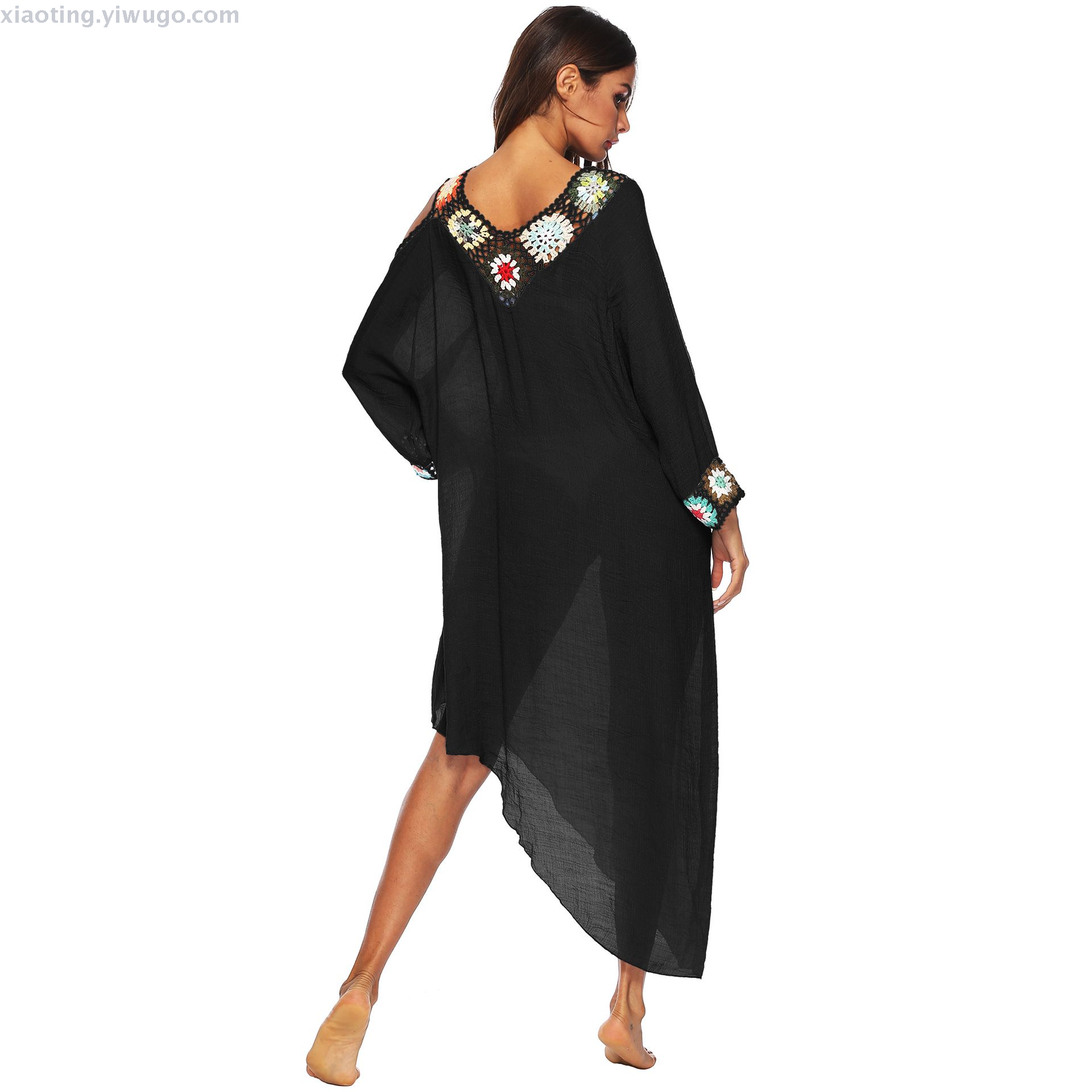 Bikini foreign trade new sexy swimwear hand-crocheted off-the-shoulder V-neck skirt manufacturers straight
