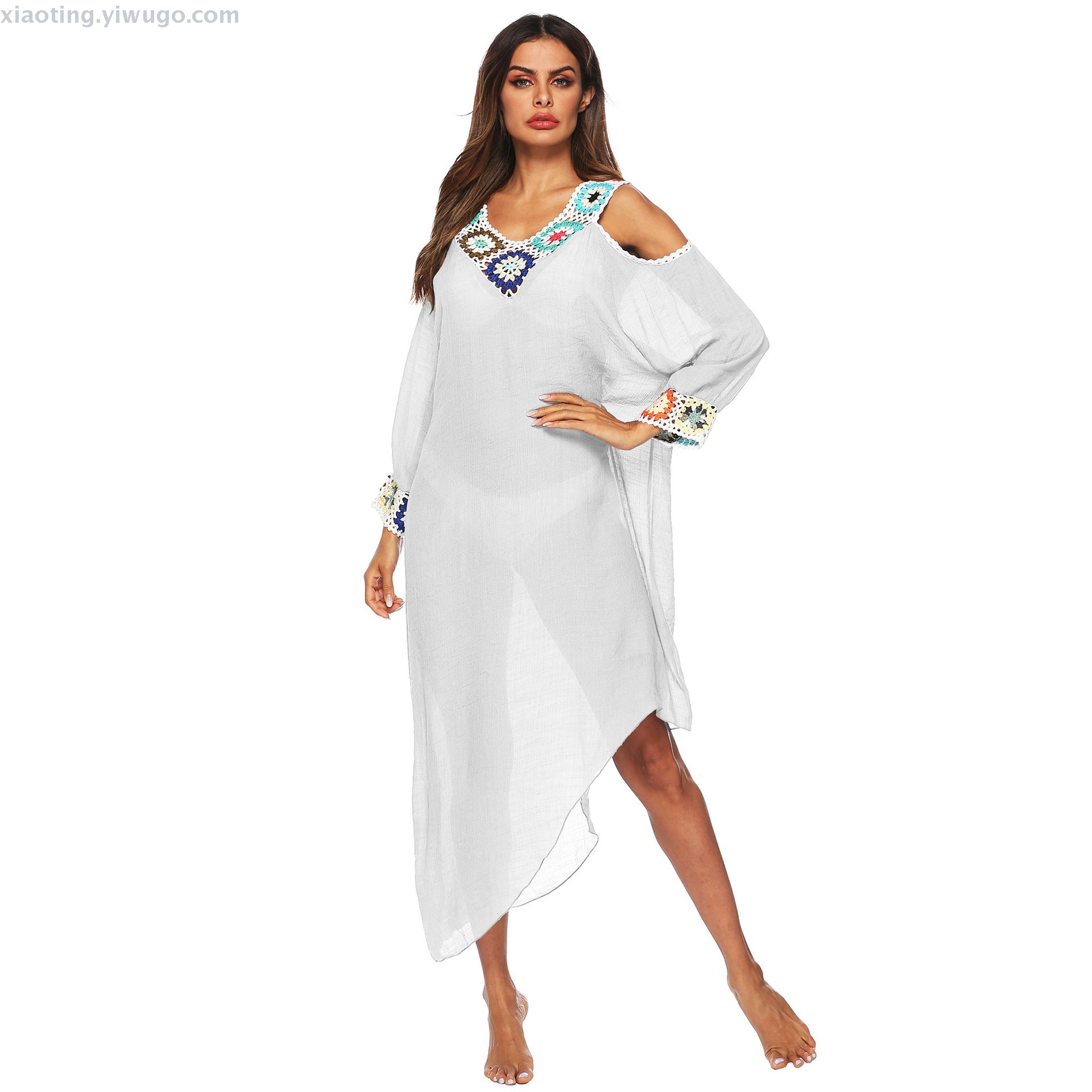 Bikini foreign trade new sexy swimwear hand-crocheted off-the-shoulder V-neck skirt manufacturers straight Bikini foreign trade new sexy swimwear hand-crocheted off-the-shoulder V-neck skirt manufacturers straight