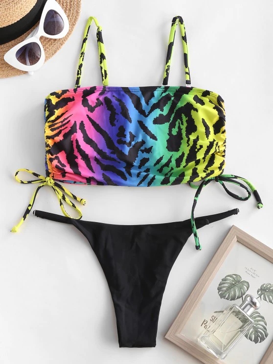 Swimsuit Foreign Trade Swimwear Bikini European and American Swimsuit Color Block Split Swimsuit Sexy Bikini Bikini