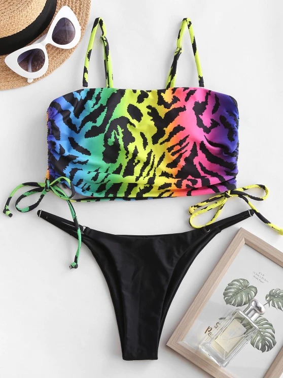 Swimsuit Foreign Trade Swimwear Bikini European and American Swimsuit Color Block Split Swimsuit Sexy Bikini Bikini