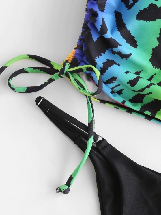 Swimsuit Foreign Trade Swimwear Bikini European and American Swimsuit Color Block Split Swimsuit Sexy Bikini Bikini