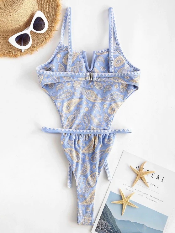 Swimsuit Foreign Trade Swimwear Bikini European and American Swimsuit Color Block One-Piece Swimsuit Sexy Bikini Bikini