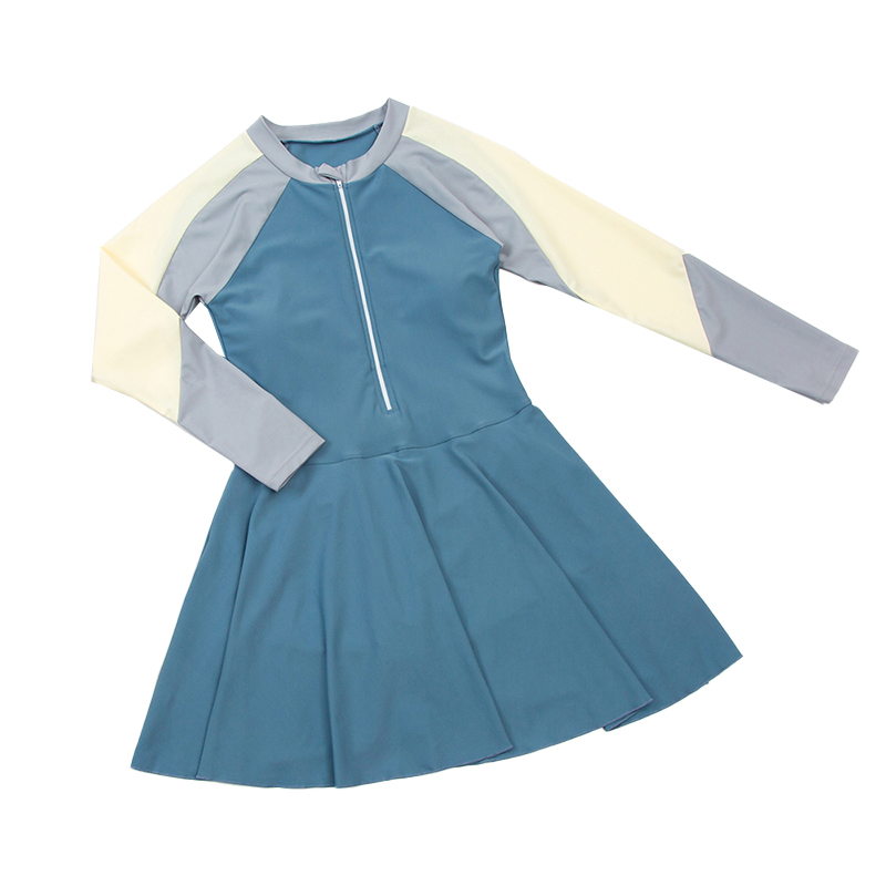 Children&#039;s Swimsuit Girls&#039; Dress-Style Long-Sleeved Sun Protection Medium and Big Children Cute Princess Student Girl Conservative Swimwear