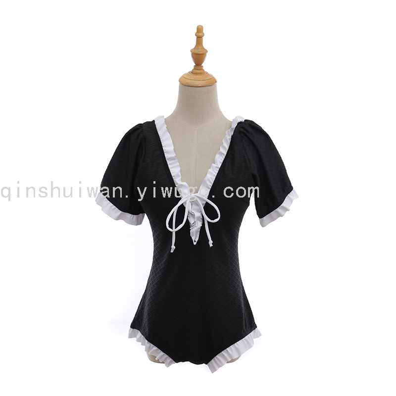 Swimwear Women&#039;s Fashion Lace One-Sleeve Swimsuit Fashion Split Beachwear Winter Hot Spring Swimsuit