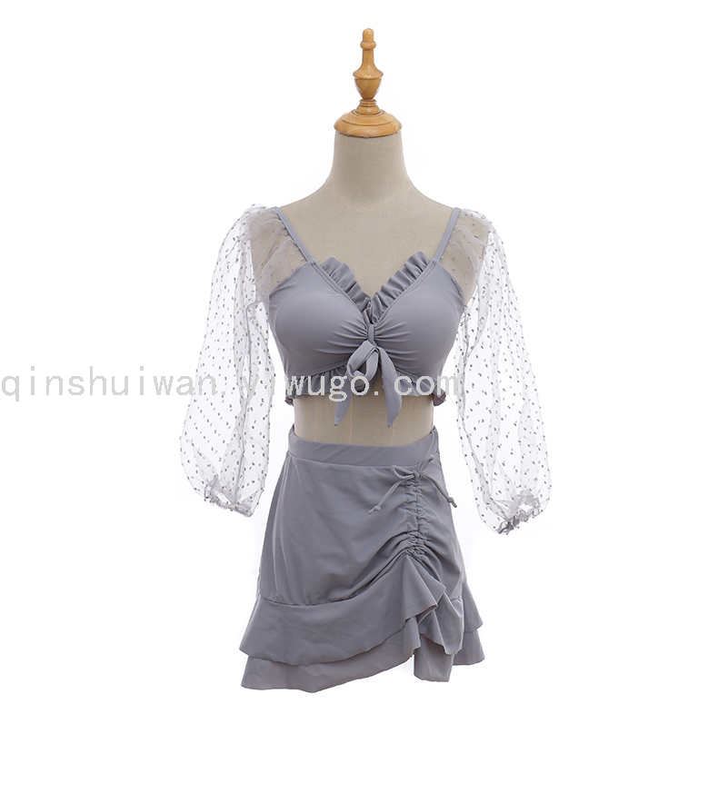 Swimwear Women's Fashion Lace One-Sleeve Swimsuit Fashion Split Beachwear Winter Hot Spring Swimsuit Swimwear Women's Fashion Lace One-Sleeve Swimsuit Fashion Split Beachwear Winter Hot Spring Swimsuit