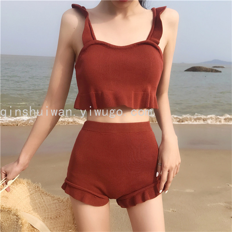 Swimwear Women&#039;s Fashion Split Swimsuit Sexy Suspenders Beachwear Winter Hot Spring Swimsuit