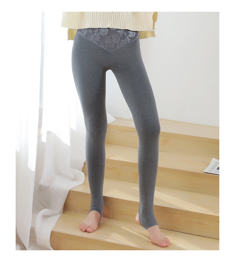 Cotton High Waist Belly Compression Leggings Jacquard Shaping Fleece Lined Leggings Hip Raise Shaping Pants Autumn and Winter Waist Shaping Skinny