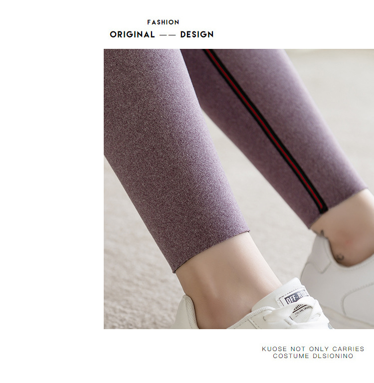Large Size Cross Waist Leggings Autumn Fleece-Lined Weight Loss Pants Women's Outer Wear Belly Contracting Hip Lifting Shark Leather Pants Pencil Pants Women