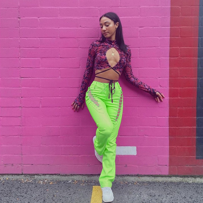 2021 European and American Fashion & Trend Women's New High Waist Hollow-out Strap Straight Ankle Tied Slim Fit Slim and Sexy Leather Pants 2021 European and American Fashion & Trend Women's New High Waist Hollow-out Strap Straight Ankle Tied Slim Fit Slim and Sexy Leather Pants