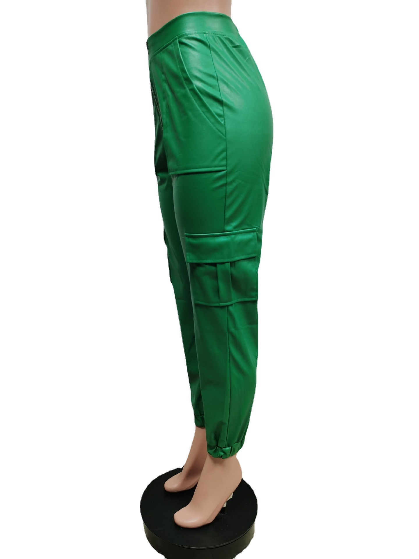 New Autumn and Winter Casual Pants F8257 Spot European and American Amazon Fashion Multiple Pocket Casual Pants Casual Leather Pants