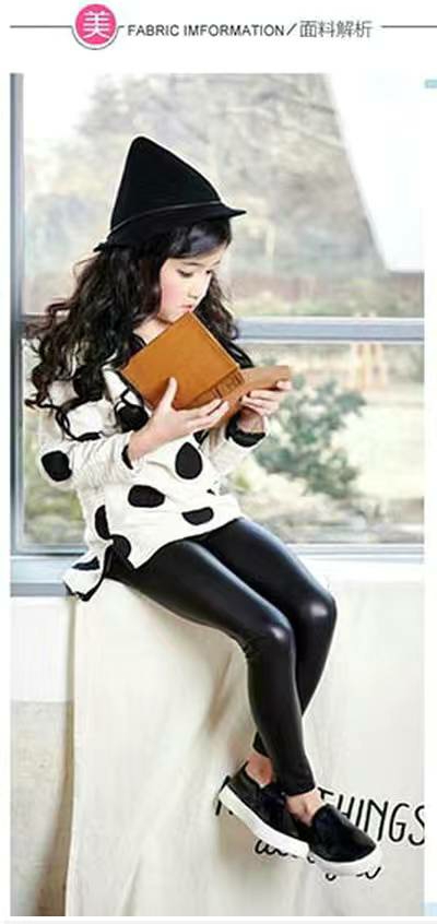 Leather Pants Girls&#039; Leggings Fleece-Lined Thickened Children&#039;s Pants Autumn and Winter Toddler Keep Baby Warm Trousers