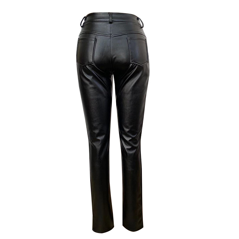 Cross-Border Supply European and American Wish Casual Pants 2022 Spring and Summer High Waist Slimming and Tight Women's Pants Pu Amazon Leather Pants Cross-Border Supply European and American Wish Casual Pants 2022 Spring and Summer High Waist Slimming and Tight Women's Pants Pu Amazon Leather Pants