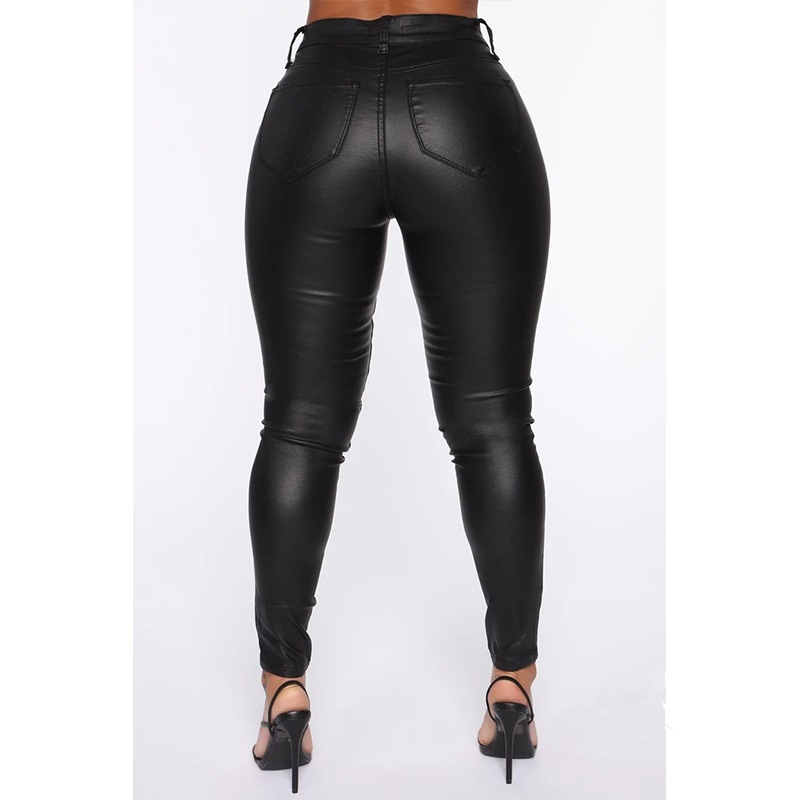 2021 European and American Fashion Tight Casual Belt Pocket Wish New Tapered Pants Women's Zipper Mid Waist Leather Pants 2021 European and American Fashion Tight Casual Belt Pocket Wish New Tapered Pants Women's Zipper Mid Waist Leather Pants