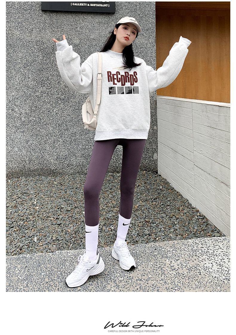 202 New Velvet Padded Leggings Women's Outer Wear Autumn and Winter Shark Leather Pants Thickened Cropped Barbie Skinny Yoga Pants