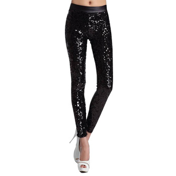 The new high-waisted imitation leather patchwork leather pants of European and American women&#039;s clothing in the spring 