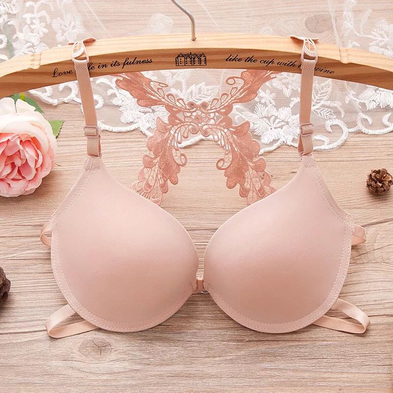 Direct sale of the new Japanese and Korean version of the y-shape lace back front button bra with rims to gather girls&#039; underwear bra cover