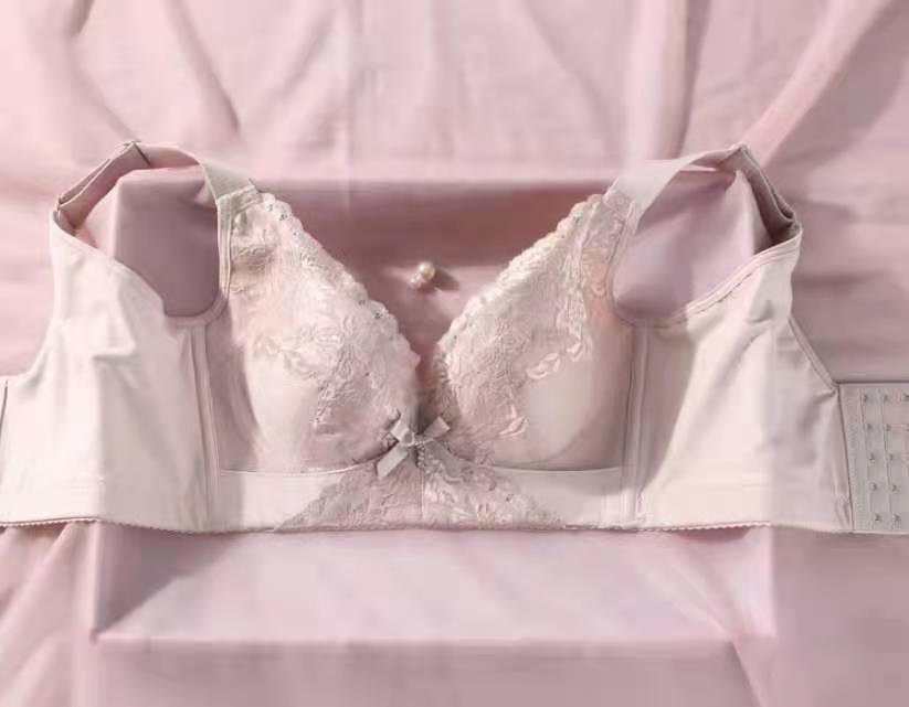 Five Breasted Memory Steel Ring Thin Cup Bra Widened Side Ratio Breast Holding Concentrated Shape Comfortable Breathable Underwear Hyaluronic Acid