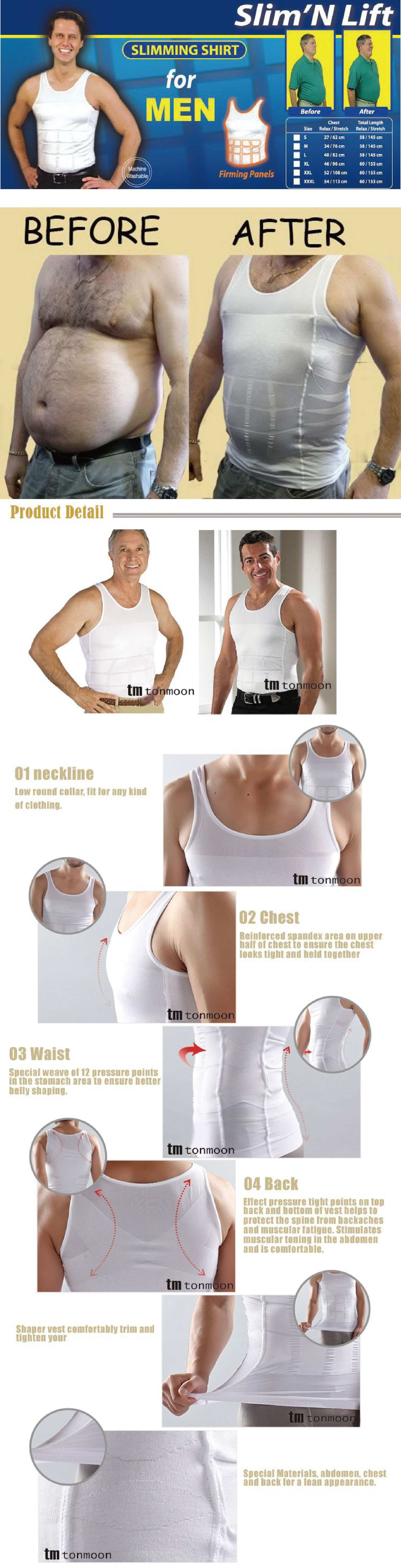 Amazon Hot Sale Men's Body Shape Vest Slim N Lift TV Shopping Waist Girdling Belly Contraction Underwear T