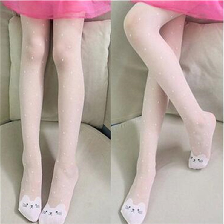 1023. Summer Ultra-Thin Children&#039;s Stockings Pantyhose Girls&#039; Cute Cartoon Cat Triangle Snagging Resistant Stockings