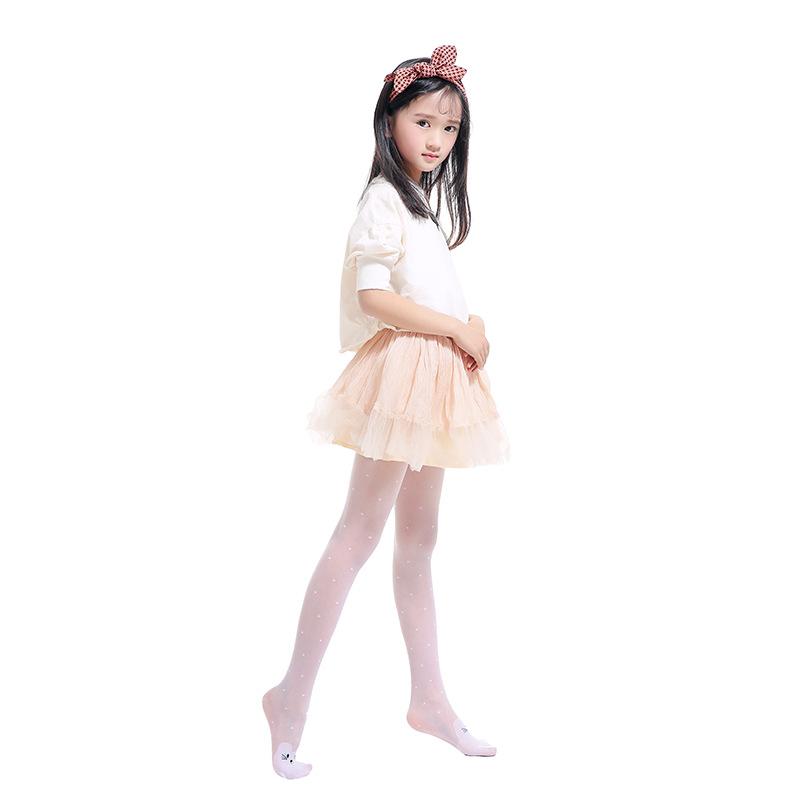1023. Summer Ultra-Thin Children's Stockings Pantyhose Girls' Cute Cartoon Cat Triangle Snagging Resistant Stockings