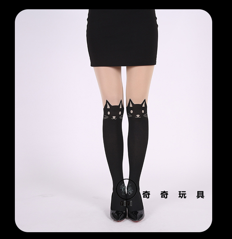 European and American Fashion Lady Sexy Attractive Black Cat Printing High Waist Stockings Pantyhose Stockings Factory Wholesale European and American Fashion Lady Sexy Attractive Black Cat Printing High Waist Stockings Pantyhose Stockings Factory Wholesale