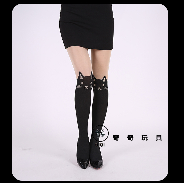 European and American Fashion Lady Sexy Attractive Black Cat Printing High Waist Stockings Pantyhose Stockings Factory Wholesale European and American Fashion Lady Sexy Attractive Black Cat Printing High Waist Stockings Pantyhose Stockings Factory Wholesale