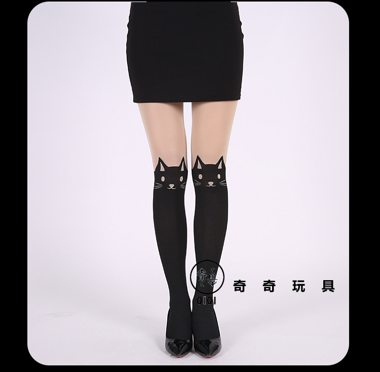 European and American Fashion Lady Sexy Attractive Black Cat Printing High Waist Stockings Pantyhose Stockings Factory Wholesale European and American Fashion Lady Sexy Attractive Black Cat Printing High Waist Stockings Pantyhose Stockings Factory Wholesale