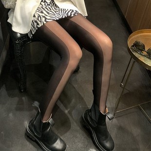 Black Silk Stockings Women's Letter Printing Flocking Rhinestone Thin Internet Celebrity Ins New Pantyhose Anti-Snagging Arbitrary Cut