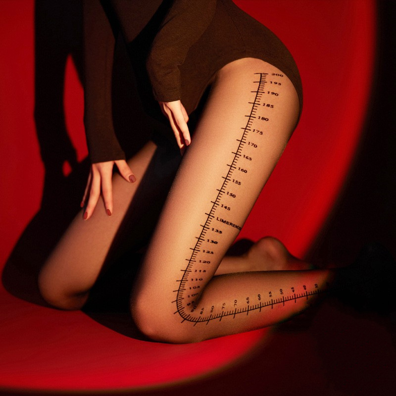 Black Silk Stockings Women's Letter Printing Flocking Rhinestone Thin Internet Celebrity Ins New Pantyhose Anti-Snagging Arbitrary Cut