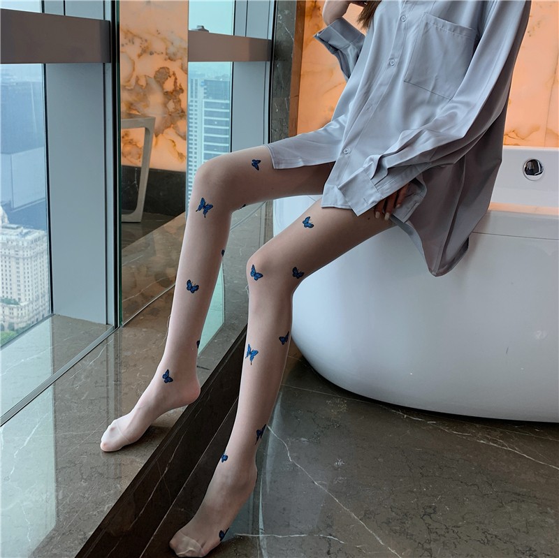 Black Silk Stockings Women's Letter Printing Flocking Rhinestone Thin Internet Celebrity Ins New Pantyhose Anti-Snagging Arbitrary Cut